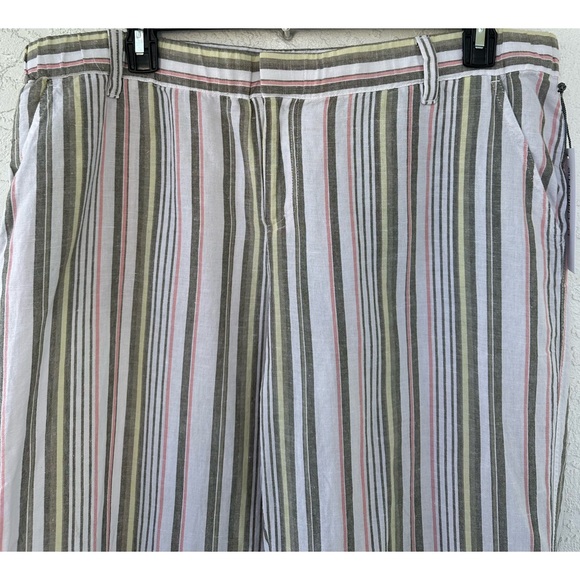 Liz Claiborne Linen Capris Pants Cotton Burnt Olive Stripe XL NWT - Picture 6 of 10